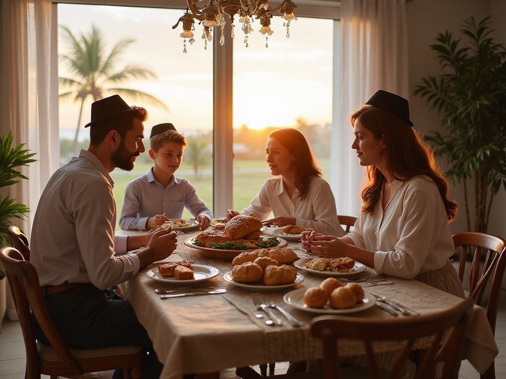 משפחה מראה את משלוח האוכל הכשר למיאמי שלהם