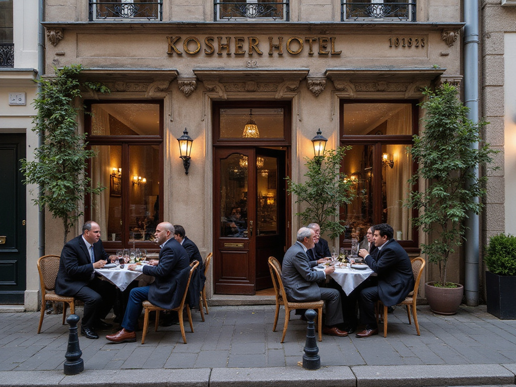 Welcoming kosher hotel in Belgium with patrons and local architecture