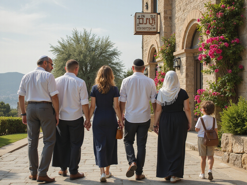 Kosher hotel in Greece with religiously-dressed guests