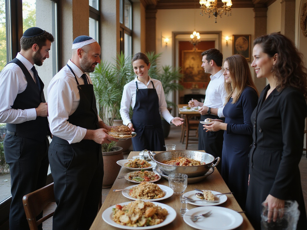 Group at kosher hotel in Amsterdam showcasing Dutch architecture
