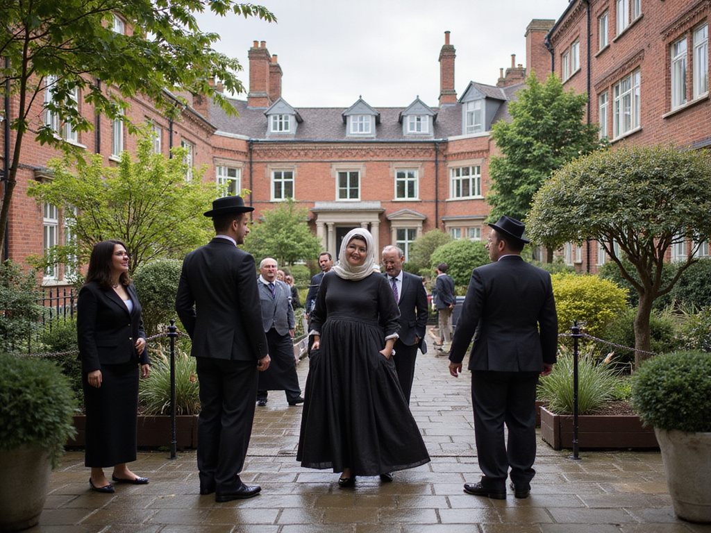 Luxurious kosher hotel in UK with modestly dressed Orthodox Jews