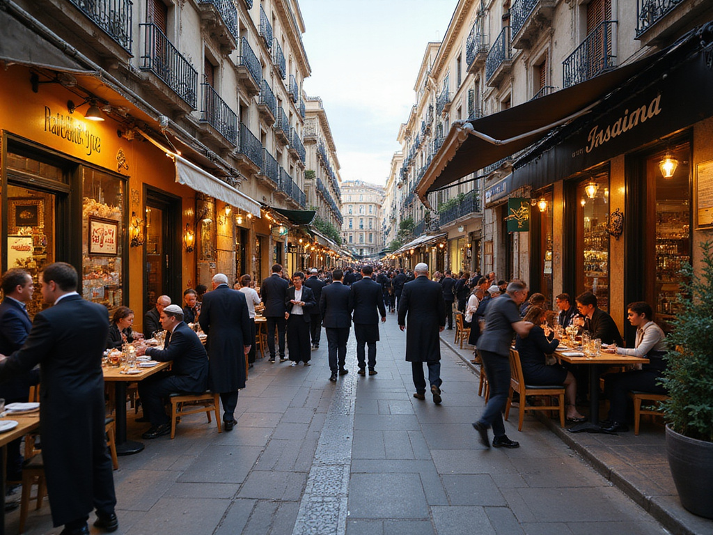 Kosher restaurants street scene in Barcelona, Catalonia