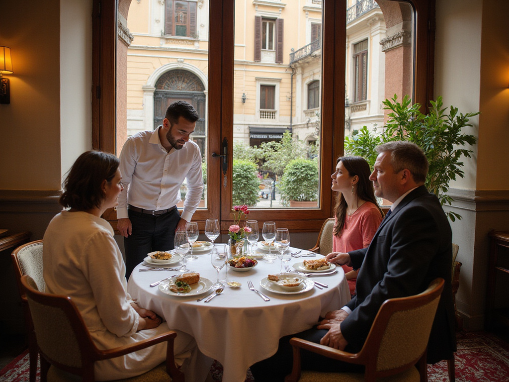 Luxurious kosher hotel in Rome with guests enjoying dinner